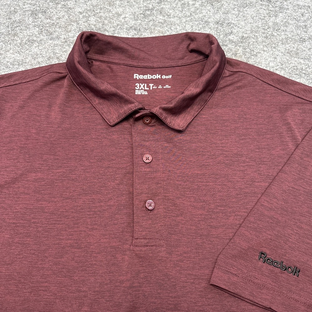 Reebok golf polo men's 3XLT tall maroon active performance‎ stretch breathable